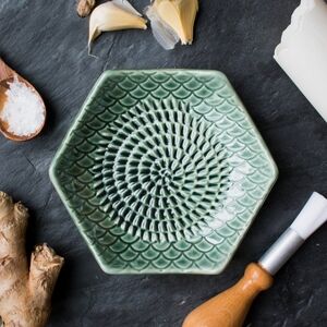 The Grate Plate Ceramic Grater In Sage (Includes Garlic Peeler & Brush)